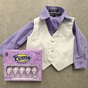 Andrew Fezza Purple Shirt and White Vest size 3-6 M